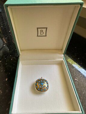 Bernardaud porcelain pendant, gold & blue design, with box